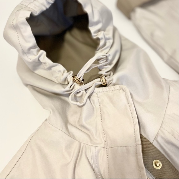 *Host Pick* Jones NY Trenchcoat Hood Raincoat Jacket Gold Zipper A-line Parka - Picture 8 of 14